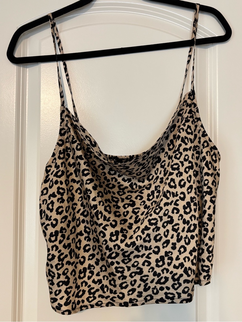 Forever 21 Beige and Black Leopard Print Cowl Neck Cami